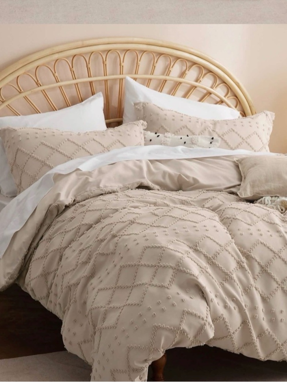 BEDSURE BOHEMIAN QUEEN DUVET COVER SET KHAKI NEW